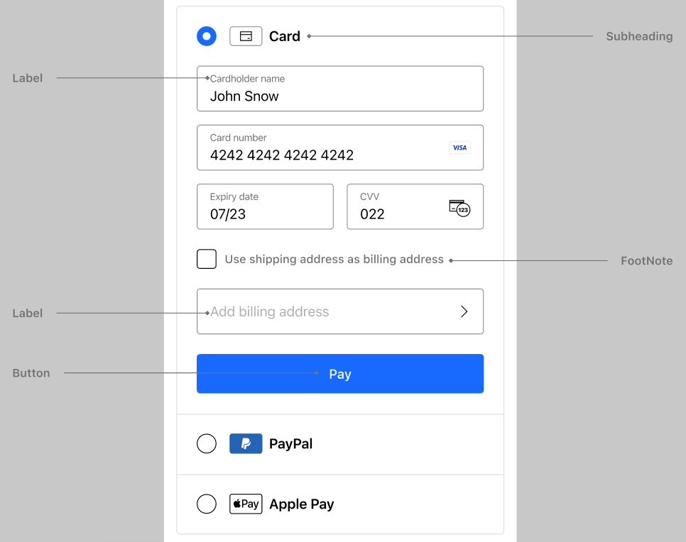 The main Flow UI with the customizable font keys highlighted.