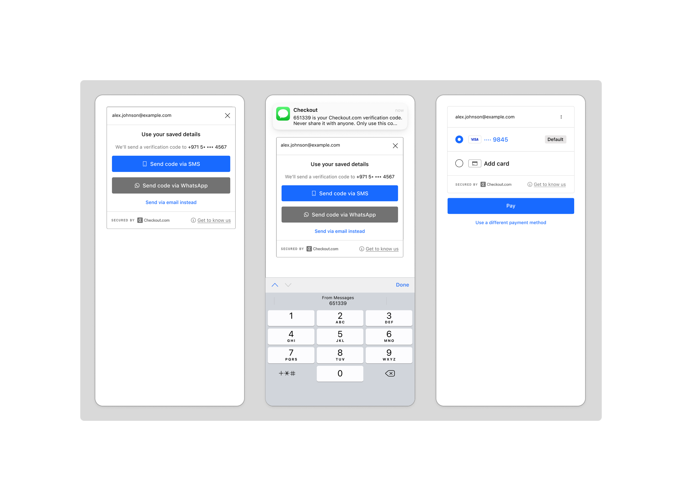 The experience for a returning customer that previously saved their details with Remember Me.